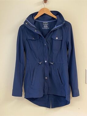 L.L.Bean Navy Hooded Utility Rain Jacket XXS Regular